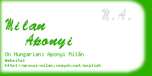 milan aponyi business card